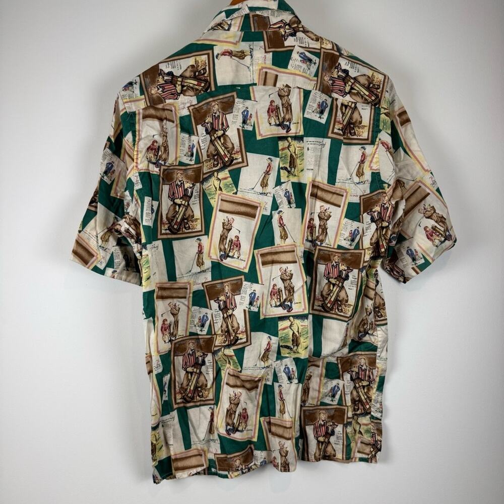 Reyn Spooner Golf Graphic Egyptian Cotton Button Down Short Sleeve Shirt ~ Small - Picture 5 of 13